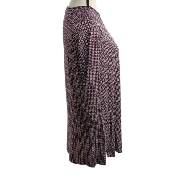 J Jill Tunic Blouse Burgundy Geometric Stretch 3/4 Sleeve Womens Size XS - Picture 4 of 7